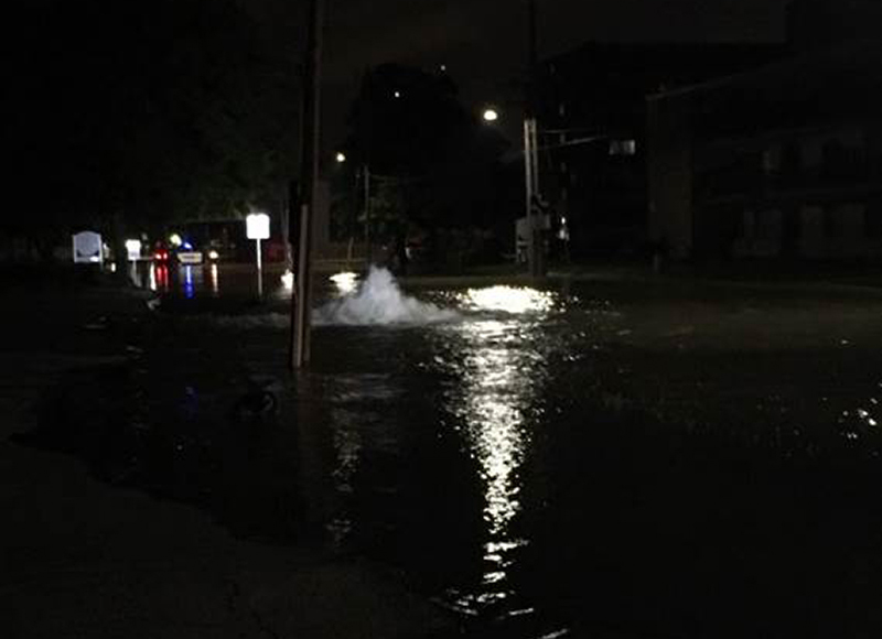 Colborne Road flooded by water main break