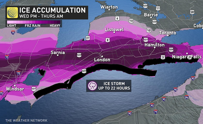 UPDATE: Special weather statement issued for Sarnia-Lambton as mid-week ice storm looms