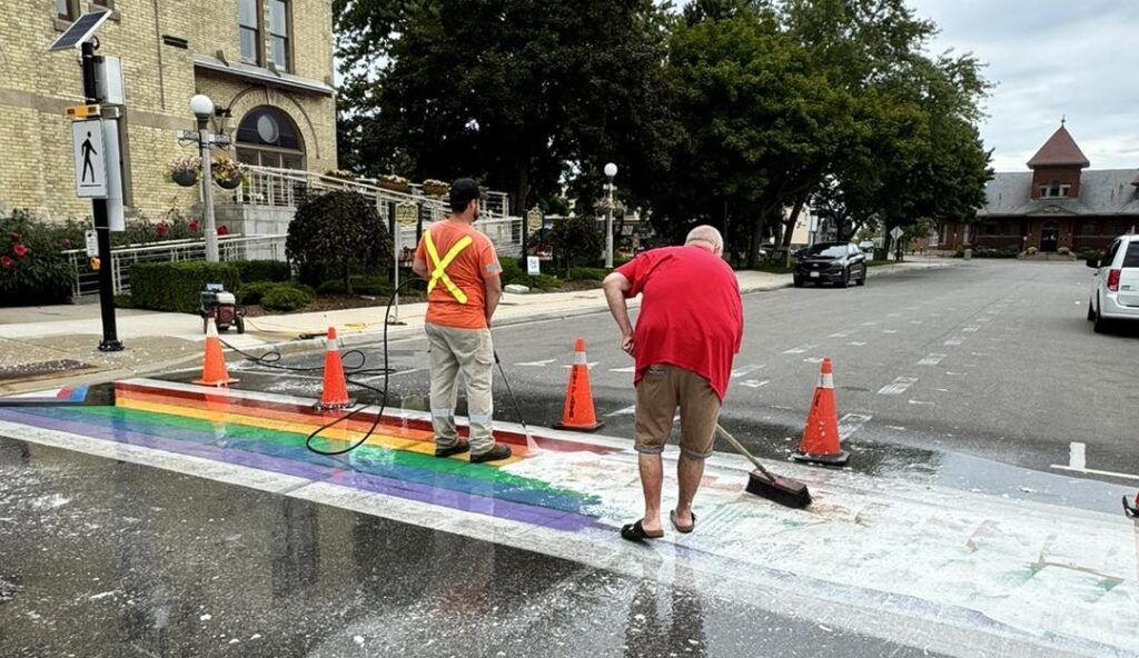 Pride crosswalks the target of vandalism in Petrolia