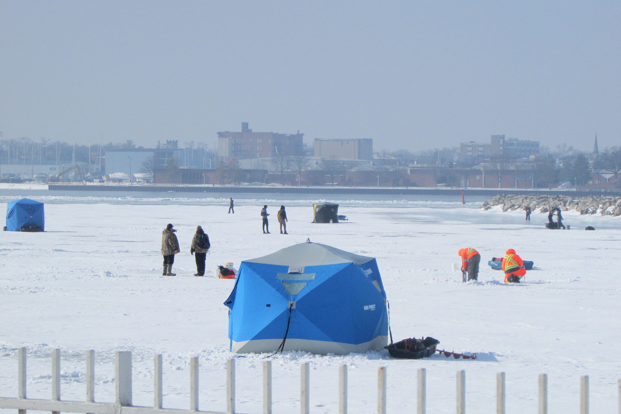 Fishing huts in the Sarnia Bay