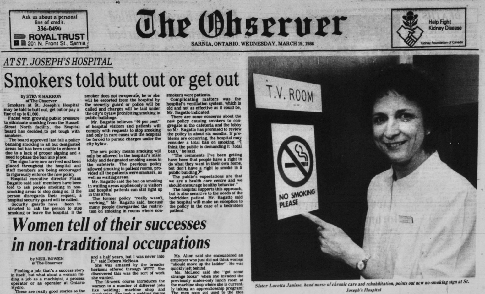From the archives: Smoking crackdown at St. Joseph’s hospital