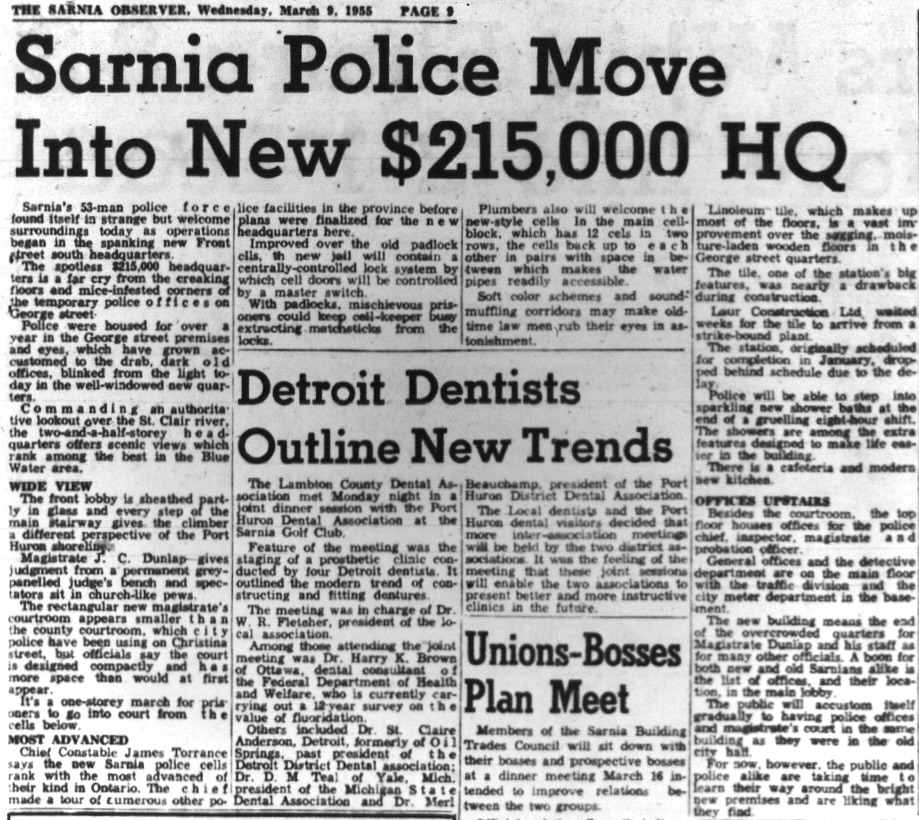 From the archives: New Sarnia Police headquarters opens in 1955