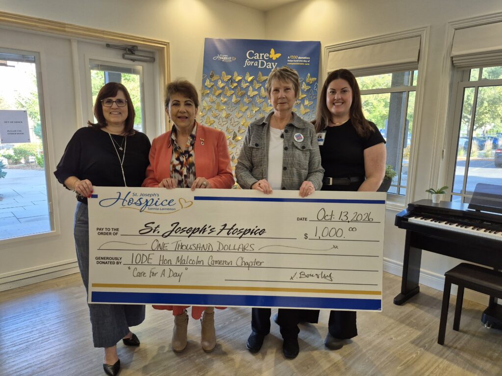 IODE chapter donates $1,000 to St. Joseph’s Hospice for “Care for a Day” program