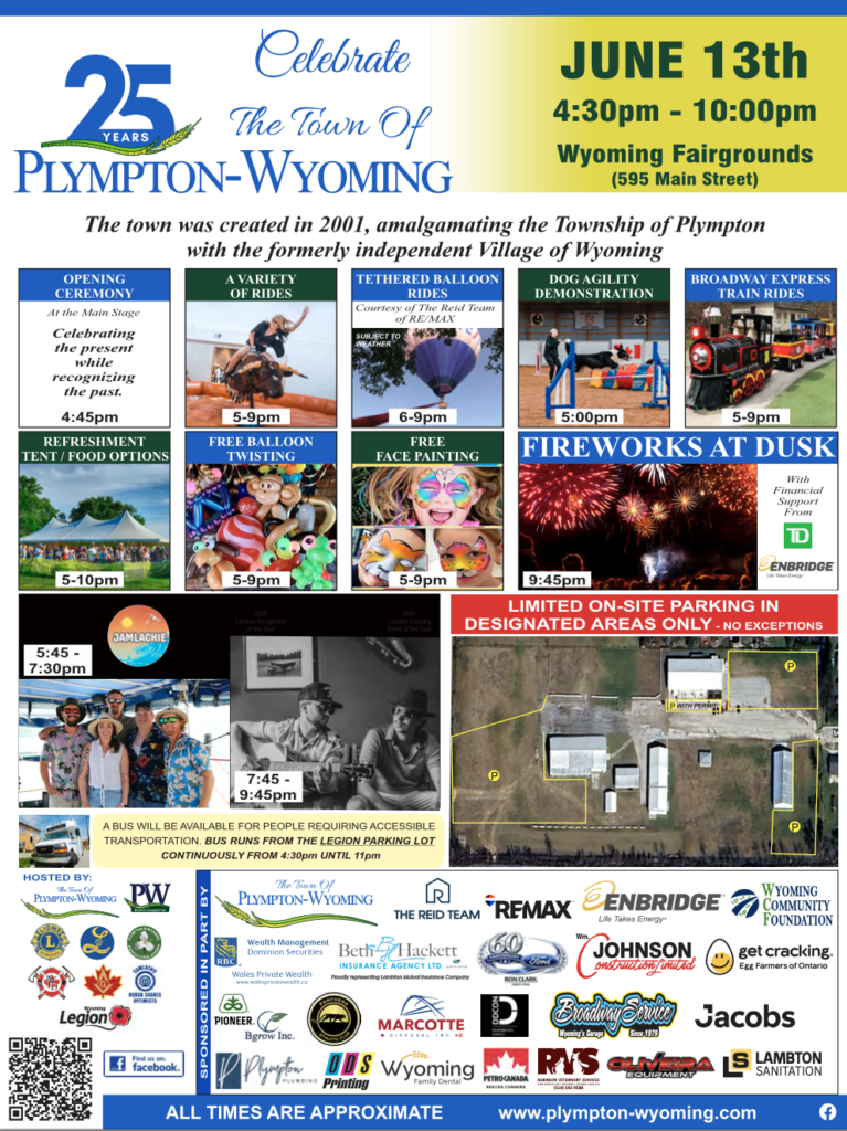 Plympton-Wyoming celebrates 25 years as a municipality with a big night at the fairgrounds on June 13