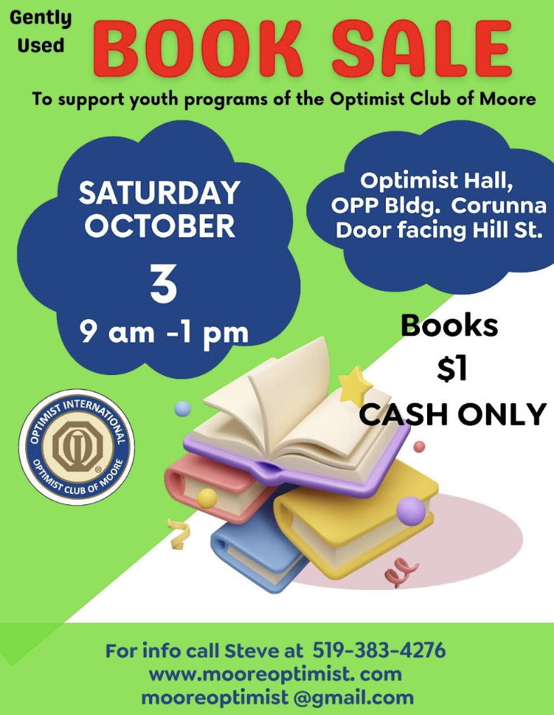 Moore Optimists stock used book sale with thousands of donations